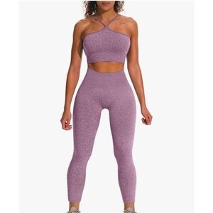 HYZ Workout Set 2 Piece - Halter Sports Bra and High Waisted Leggings